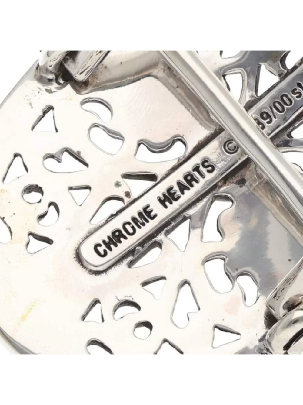 Chrome Hearts L CR 1.5 Classic Oval Cross Silver Buckle Belt